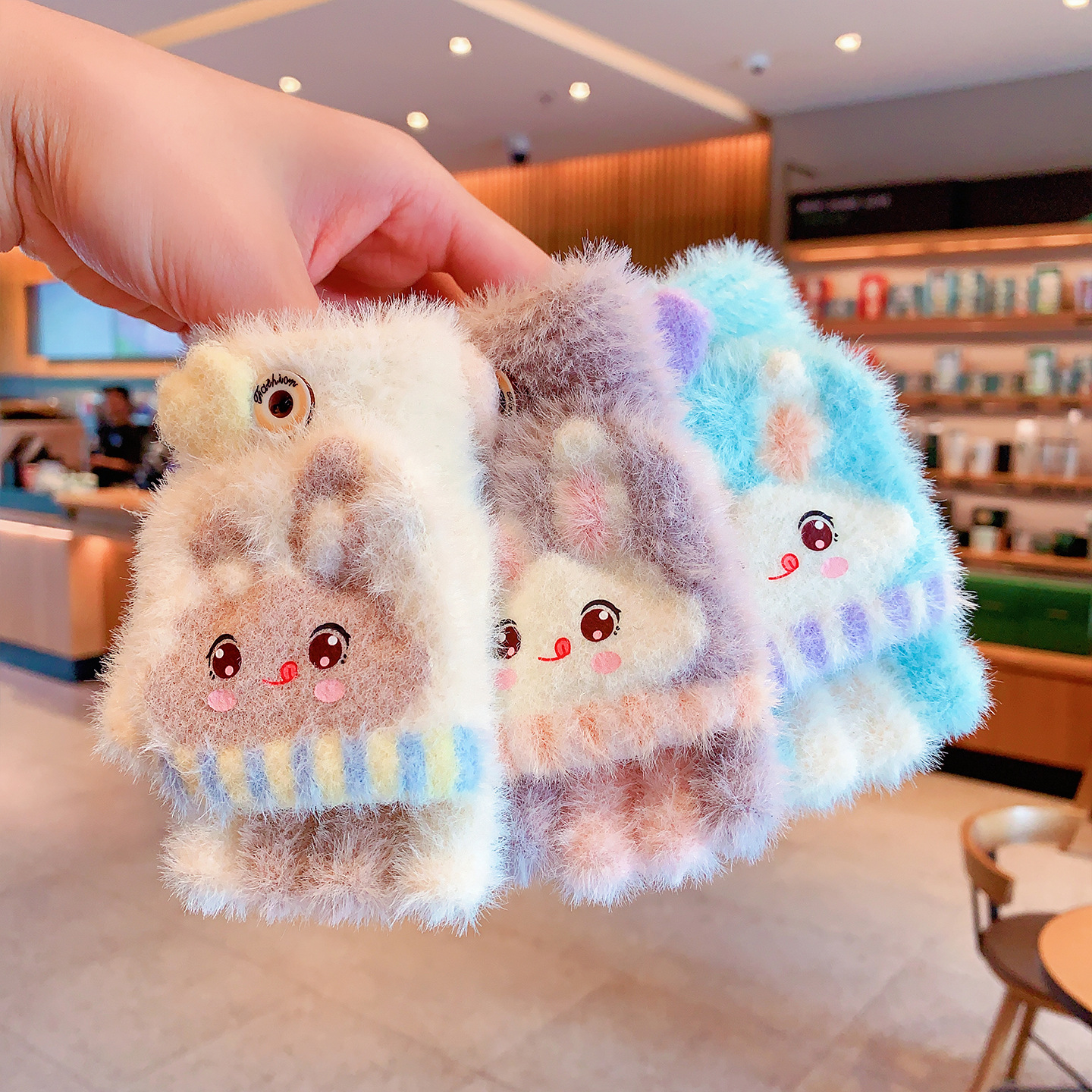 儿童手套冬天女童加厚防寒保暖男童女孩小学生半指翻盖写字防冻手