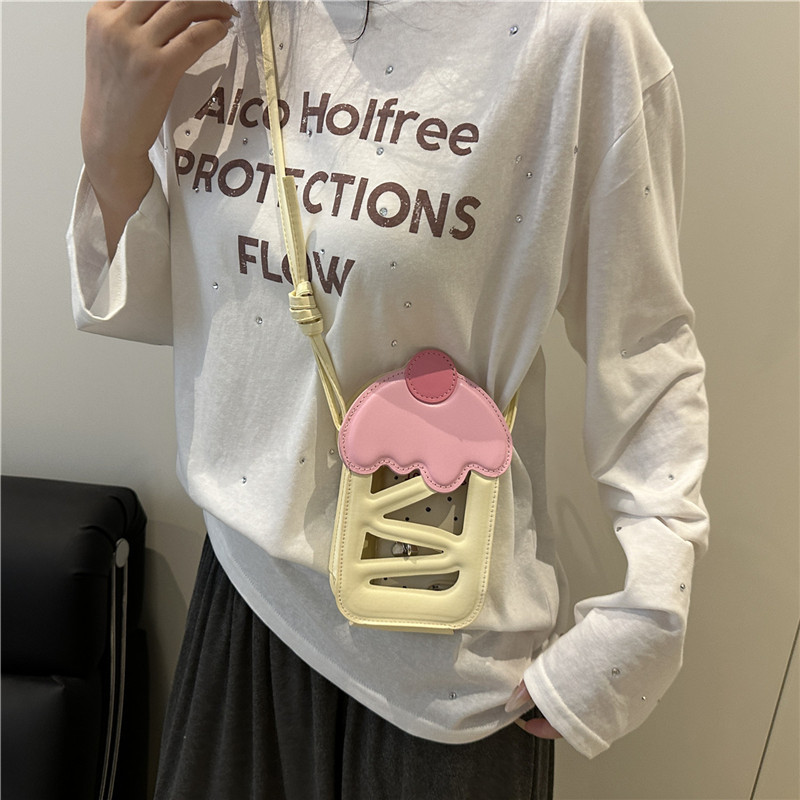 可爱冰激凌迷你手机包女士2026新款高颜值时尚小巧轻便单肩斜挎包图片