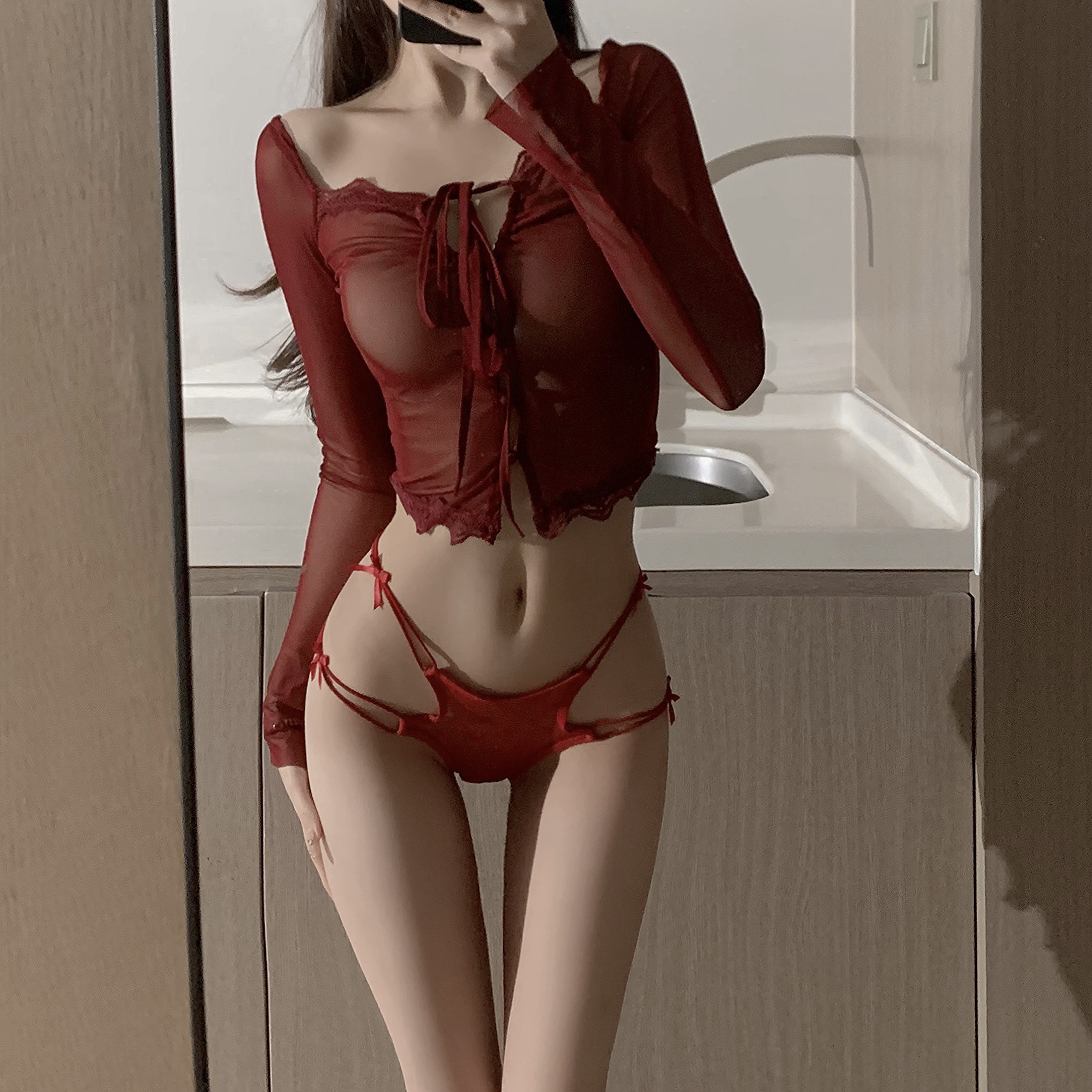 内裤女蕾丝火辣薄网纱少女2025新款性感纯欲交叉绑带蝴蝶结三角裤