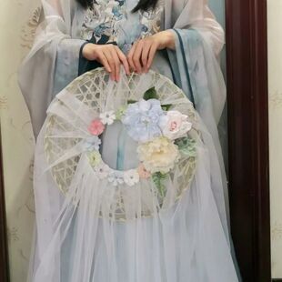 风腾古风水晶帘帷幕武侠古风纱笠拍照摄影写真遮容防晒面纱斗笠帽