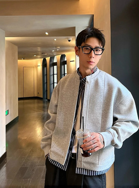 OXFREAK「切割线 空气层」內襟假两件夹克男短款宽松飞行外套秋季