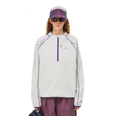 直播间同款 FPA半拉链撞色明线t恤秋季美式宽松运动百搭情侣长袖