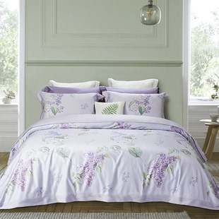 Natural Home/自然怡家抑菌防皱四件套贡缎纯棉床上用品丁香花