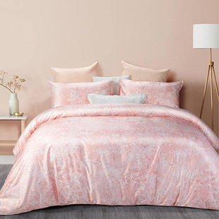 Natural Home/自然怡家樱花粉色床上用品四件套纯棉贡缎抗菌80支