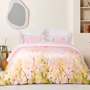 Natural Home/自然怡家花卉四件套纯棉床单床笠贡缎床上用品防皱