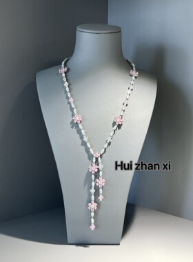 Hui zhan xi粉色花朵不规则款项链