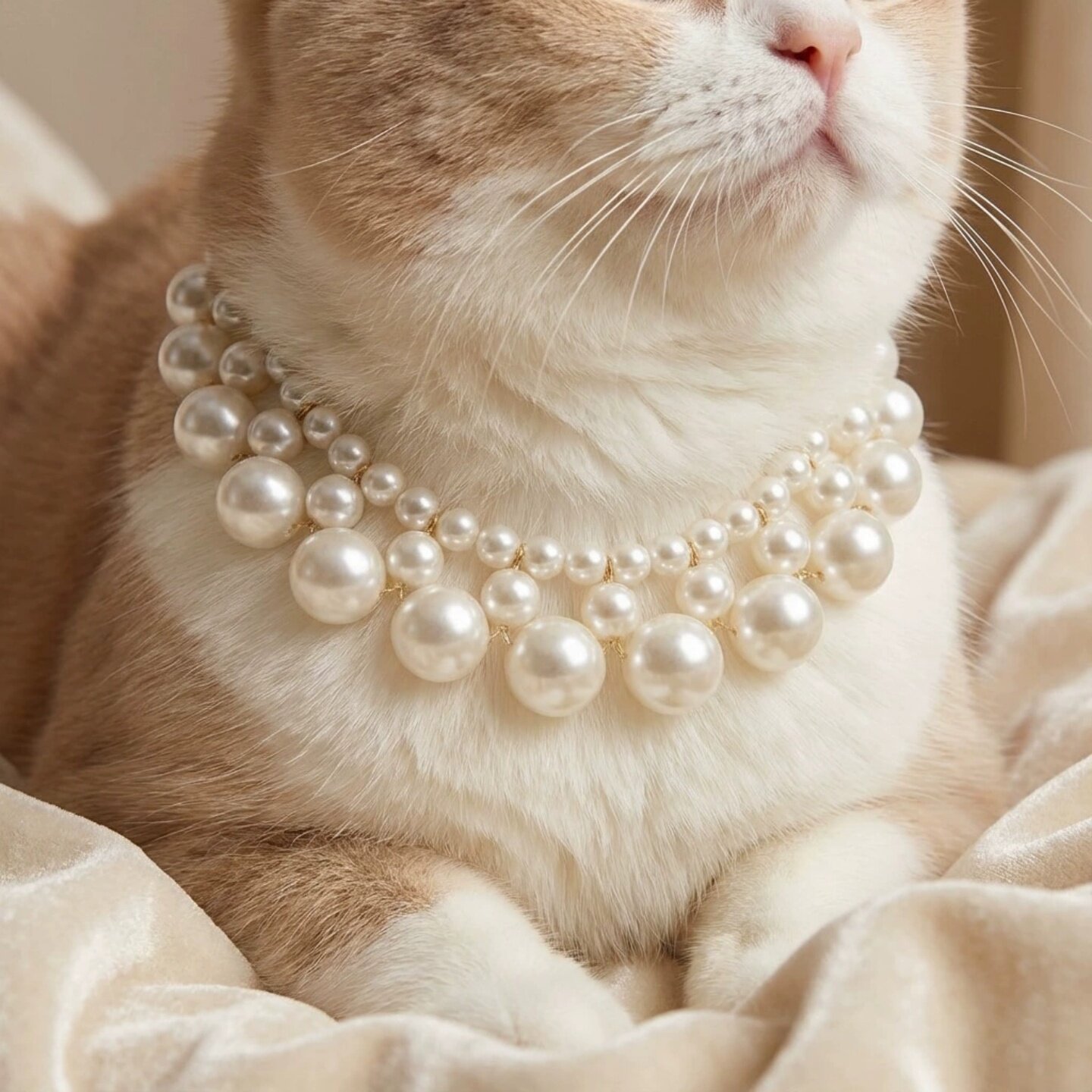 宠物狗狗猫咪柔甜洛可可珍珠项链多层叠戴法式气质颈饰配饰通用