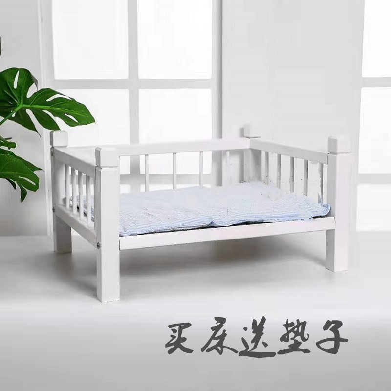 宠物木床实木狗床猫床单层狗窝泰迪比熊公主欧式离地沙发通用白色