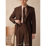 休闲戗驳领西装男春季那不勒斯单排扣商务单西双开衩垂感免烫外套