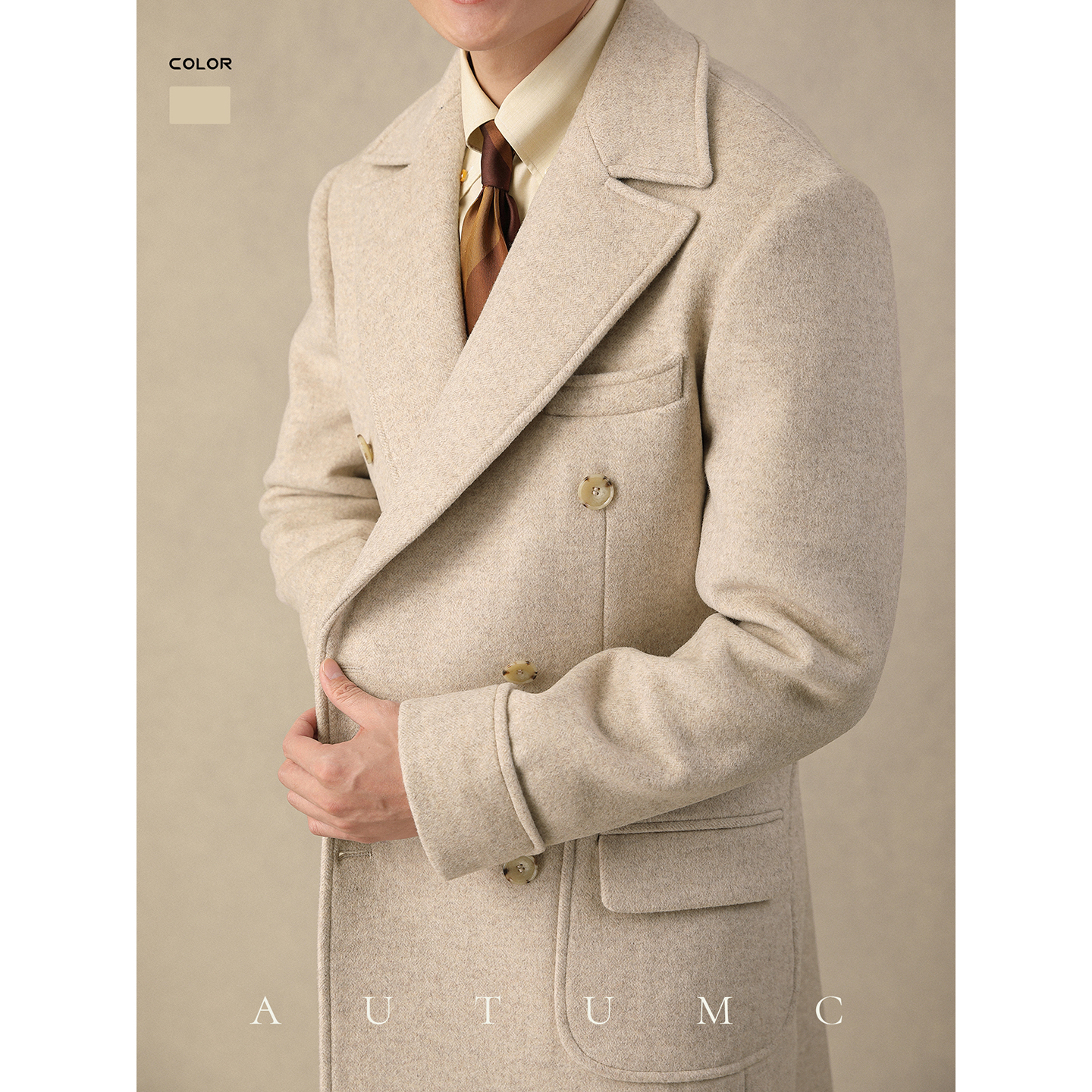 长款绵羊毛呢冬季保暖马球大衣男