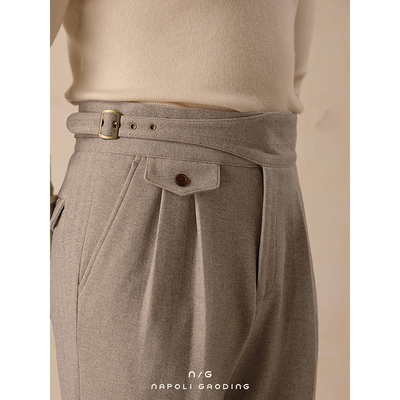 廓尔格高腰直筒冬季长裤免烫西裤