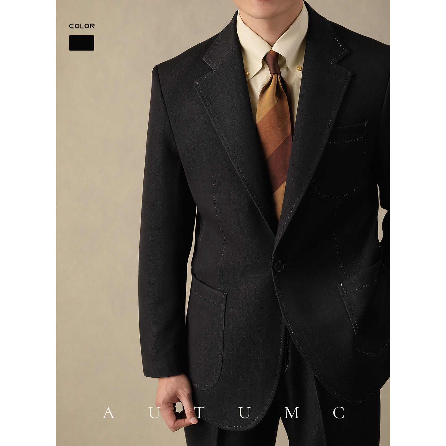 牛仔休闲西装男秋冬季单排扣商务修身免烫单西平驳领意式垂感外套