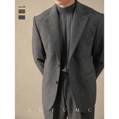 羊毛平驳领西装 男秋季 商务休闲单排扣单西双开衩免烫垂感百搭外套