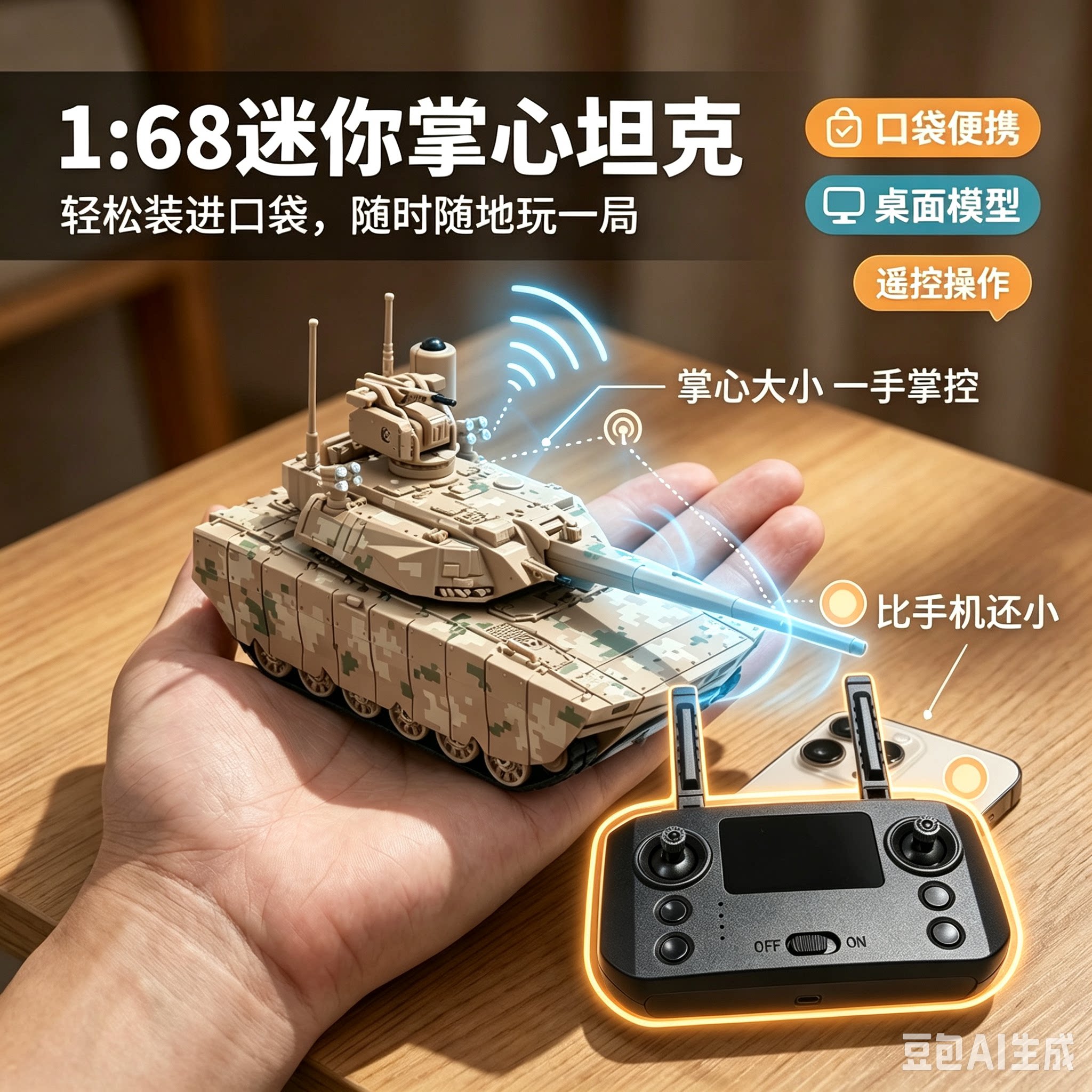 ZTZ100式迷你遥控掌心坦克胡不归