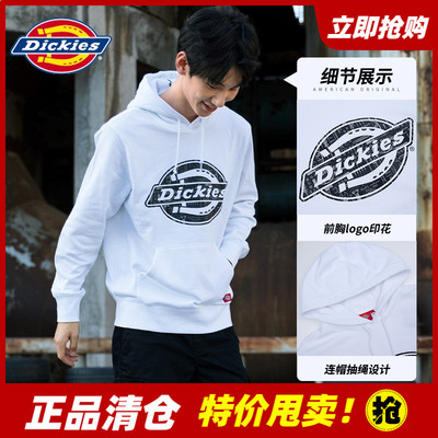 Dickies男式新品抓绒连帽卫衣 logo印花上衣情侣套头衫潮DK008156