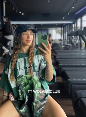 超高难度TTWOLVES绿巨人联名CIVIL水洗定织全棉男女运动短袖D428