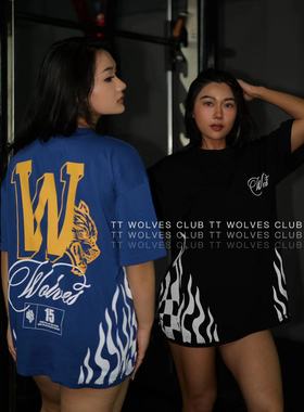 TTWOLVES狼头定织全棉水洗宽松透气特殊色男女同款运动T恤D440