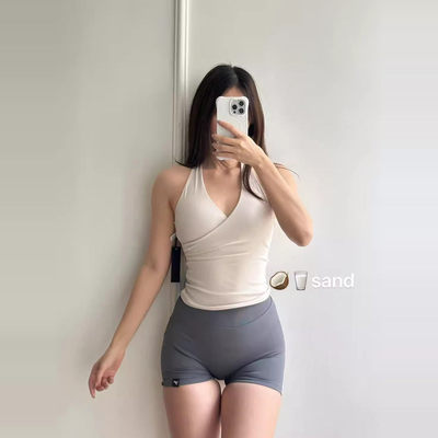 女士挂脖健身运动挂脖背心含胸垫