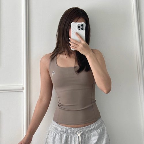 运动健身女士速干长款背心含胸垫