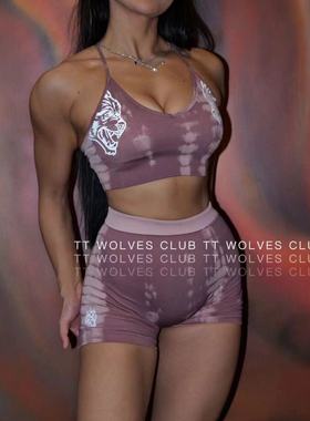 年度福利特价款TTWOLVES狼头蛇纹2.0无缝针织女士健身运动套装A22