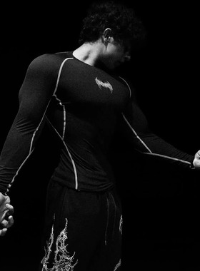 TTWOLVES简约款哥特速干紧身男女同款健身运动高弹压缩衣长袖C56