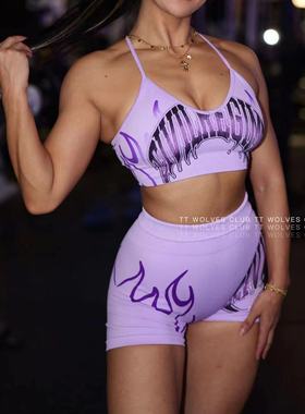 必入！TTWOLVES限定火焰玫瑰女士无缝针织CIVIL健身运动套装A49