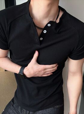 W463高质量夏季短袖P24黑色白色M到3XL成分棉46聚酯纤维46氨纶8