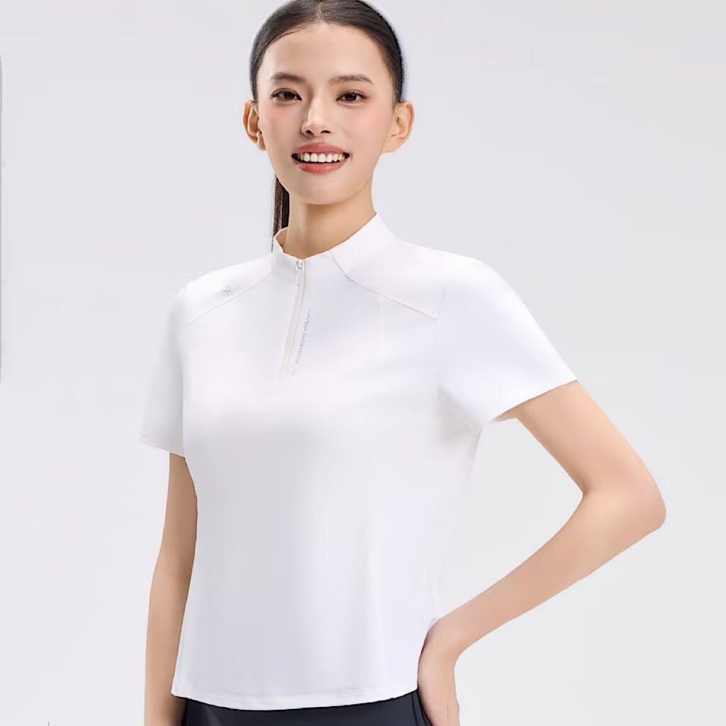 冰川时代女士半拉链立领速冰T恤半袖26T2616新款夏季商务休闲短袖