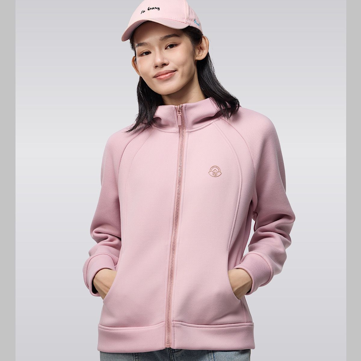 冰川时代密暖绒外套女24C2218秋冬新款保暖修身拉链开衫连帽卫衣
