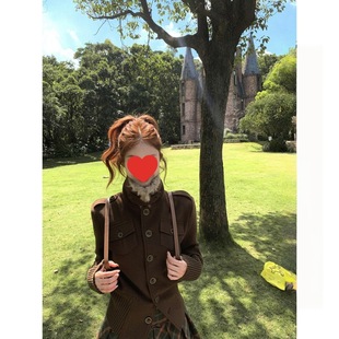 Pinksoya 松茶可可 高级感复古金属扣外套女秋季新款呢子外套上衣