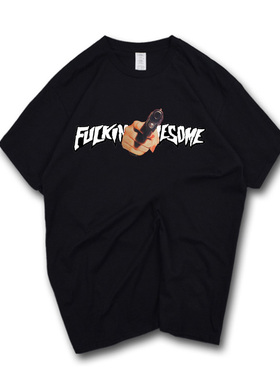 欧美街舞嘻哈说唱Hiphop衣服bboy男女beatbox宽松时尚黑色短袖T恤