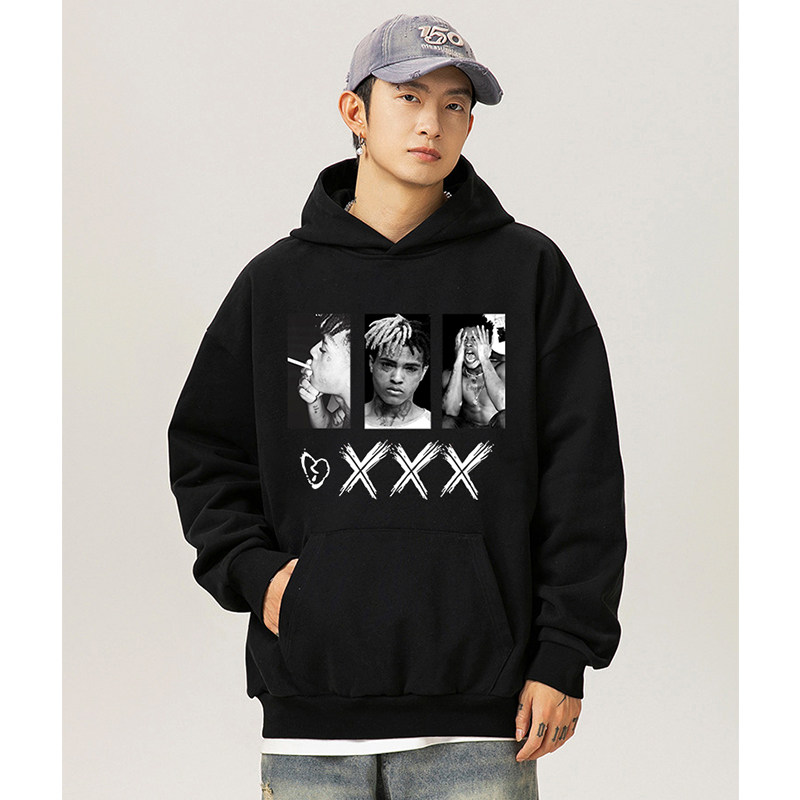美式潮流运动帽衫xxxtentacion嘻哈小众宽松男士情侣加绒连帽卫衣