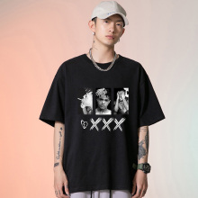 致敬xxxtentacion美式高街人像T恤hiphop男白色beatbox短袖女半袖