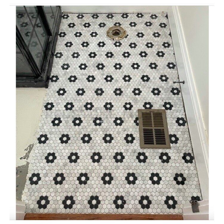 定制天然大理石材马赛克拼图 户外花园客厅大堂卫生间阳台 六边形