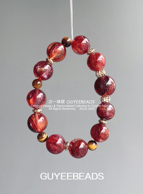 【Capricornus】火土 古一珠致原创星座摩羯座鼎级牛血红胶花手串