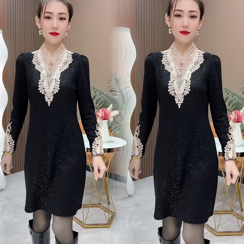 黑色时尚满天星连衣裙女