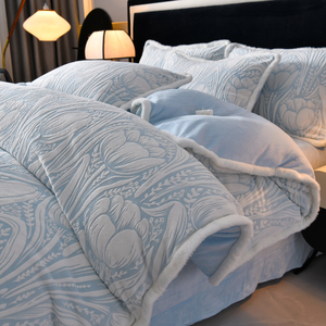 牛奶绒四件套冬季加厚保暖法莱绒被套冬天珊瑚绒床上用品双面毛绒