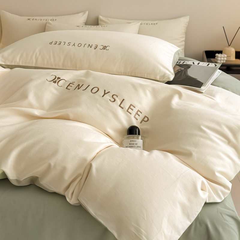 A类高端纯棉磨毛四件套100全棉加厚被罩床笠款被套秋冬季床单新款