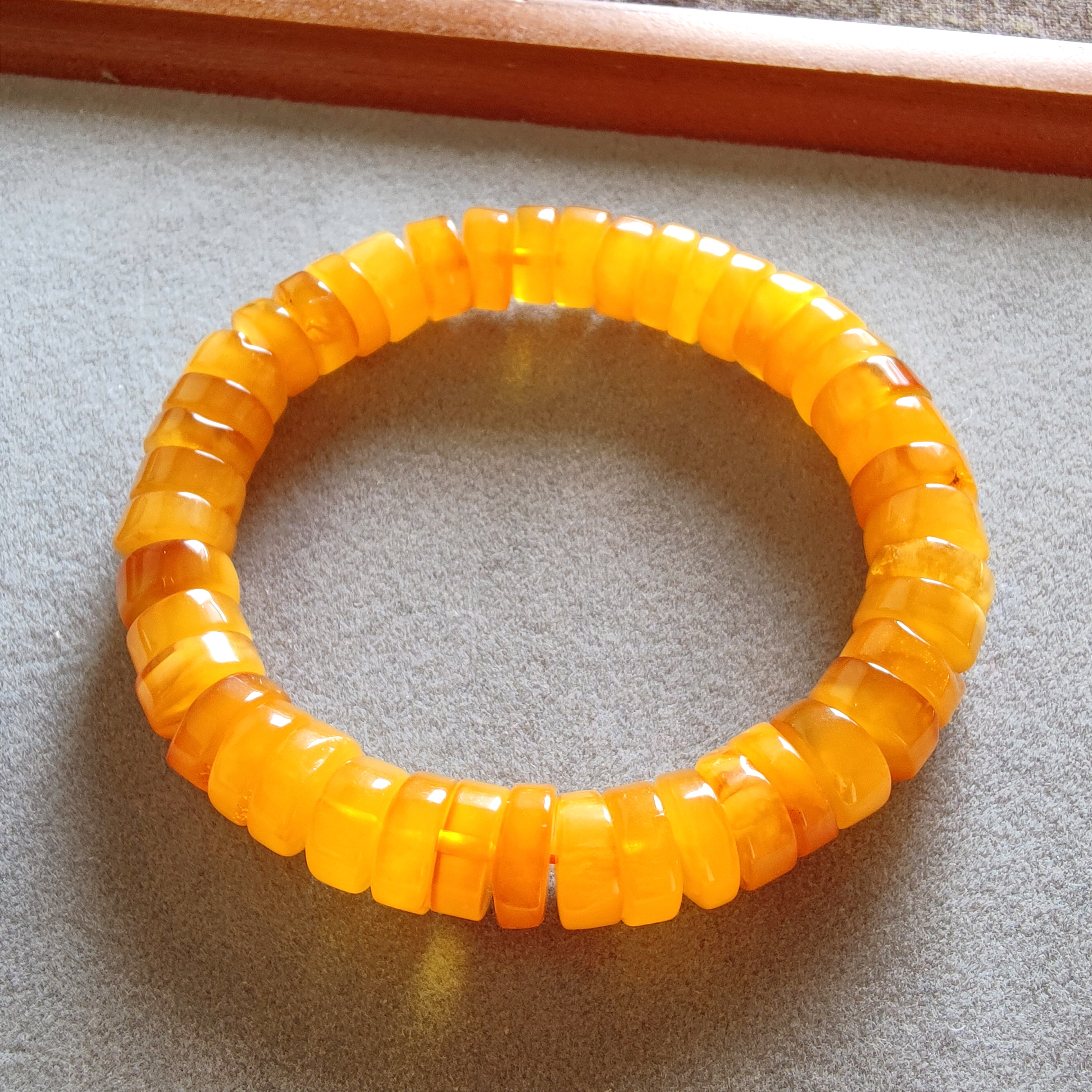 蜜糖色 天然原矿琥珀蜜蜡手串原石单圈男女款手链复古百搭