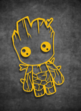 适用车贴银河护卫队超萌树人Q版格鲁特 I'm Groot 汽车可爱贴纸