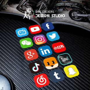 适用APP图标电动车 摩托车贴纸 车贴头盔笔记本装饰防水反光贴