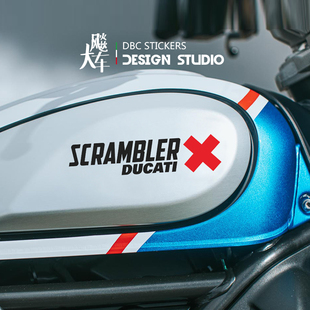 适用DUCATI SCRAMBLER800杜卡迪复古摩托车油箱贴纸改装反光贴