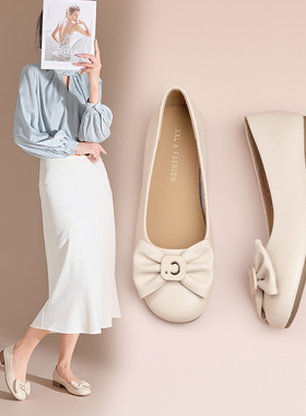 香香莉超软平底鞋女2025年新款春季晚晚风蝴蝶结软底鞋百搭029180