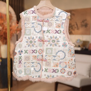 绣花款 高奢系列 双面马甲 双面兔毛保暖马甲5115 绣百福