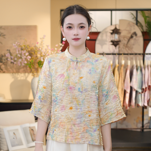 【云间花事-上衣】新款油画晕染风肌理感提花温柔风上衣207