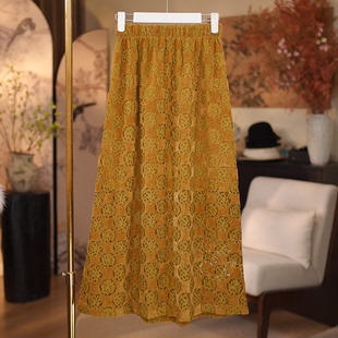 新款 半裙 织花蕾丝镂空超气质半裙7370 梦境花语