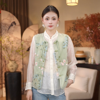 【松梅报春-马甲】2026新款国风刺绣盘扣流苏百搭显瘦马甲8529