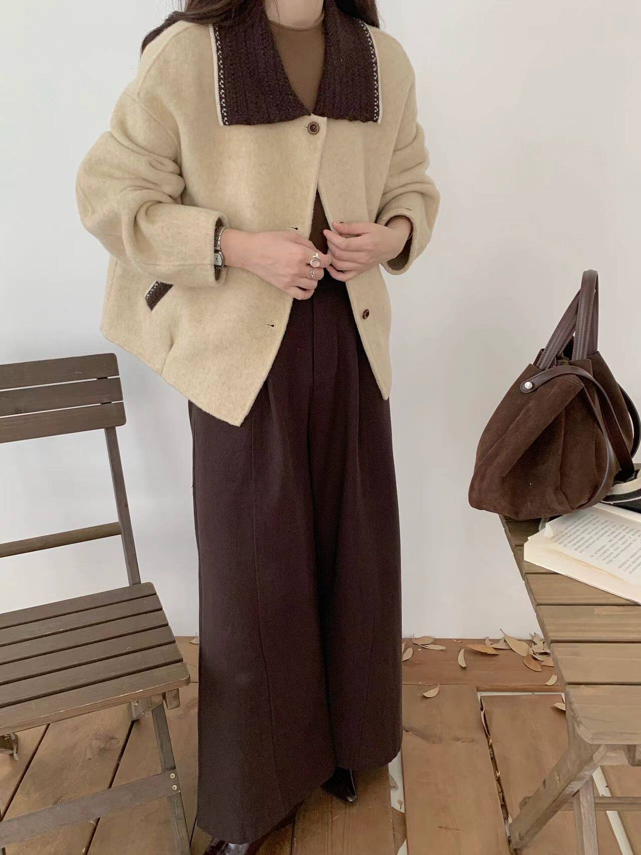 2026秋冬新款双面羊绒大衣女短款高级感小个子宽松高端毛呢外套
