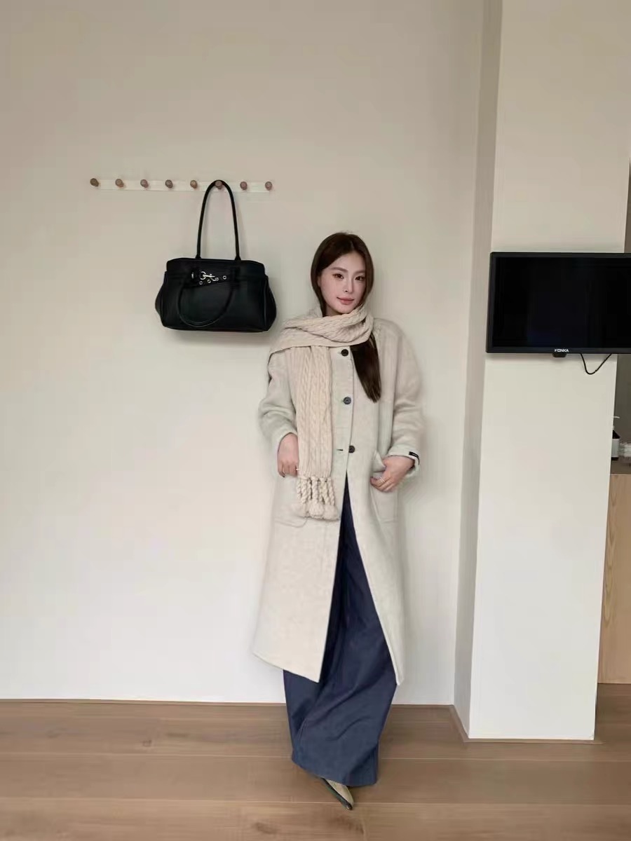 2025秋冬新款双面羊绒大衣女中长款韩版宽松羊毛呢子外套