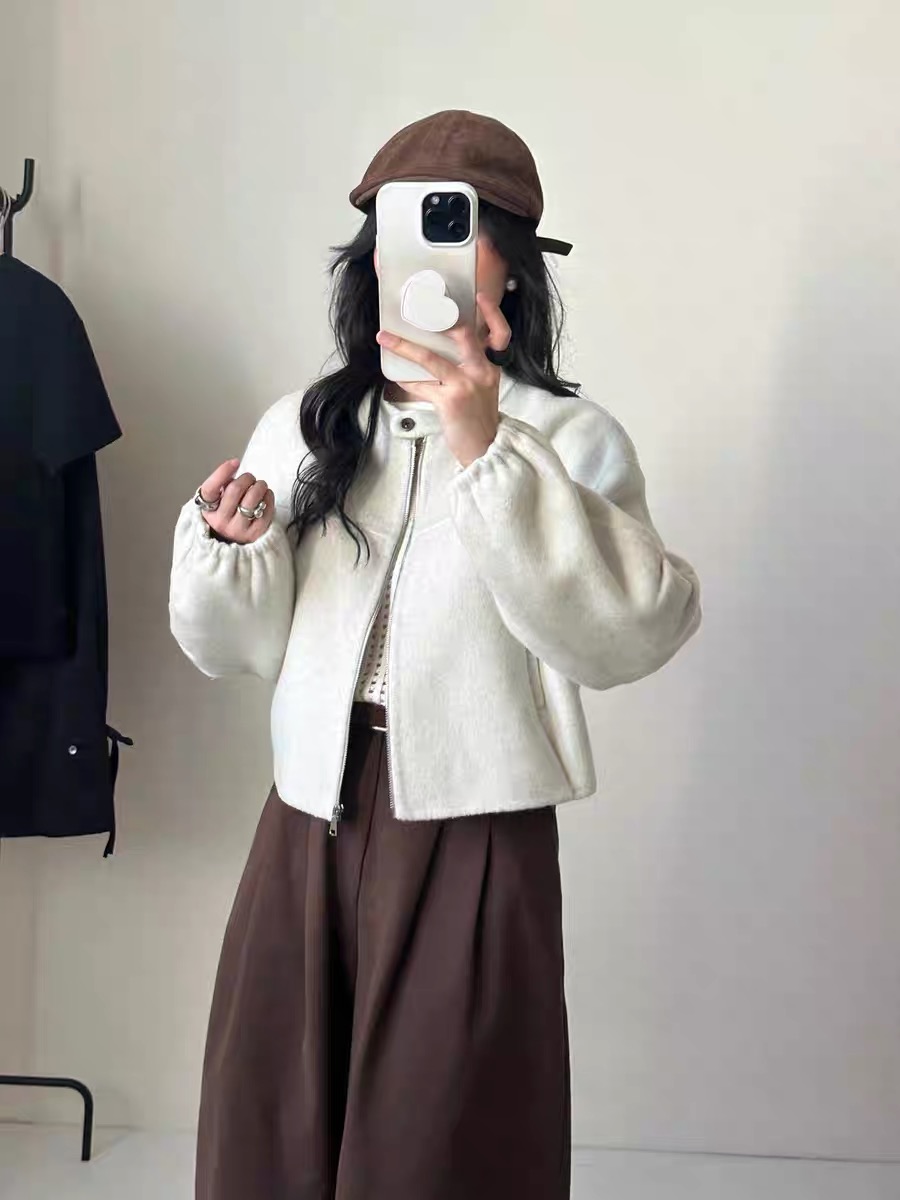 2025秋冬新款双面羊绒大衣女短款韩版宽松羊毛呢子外套